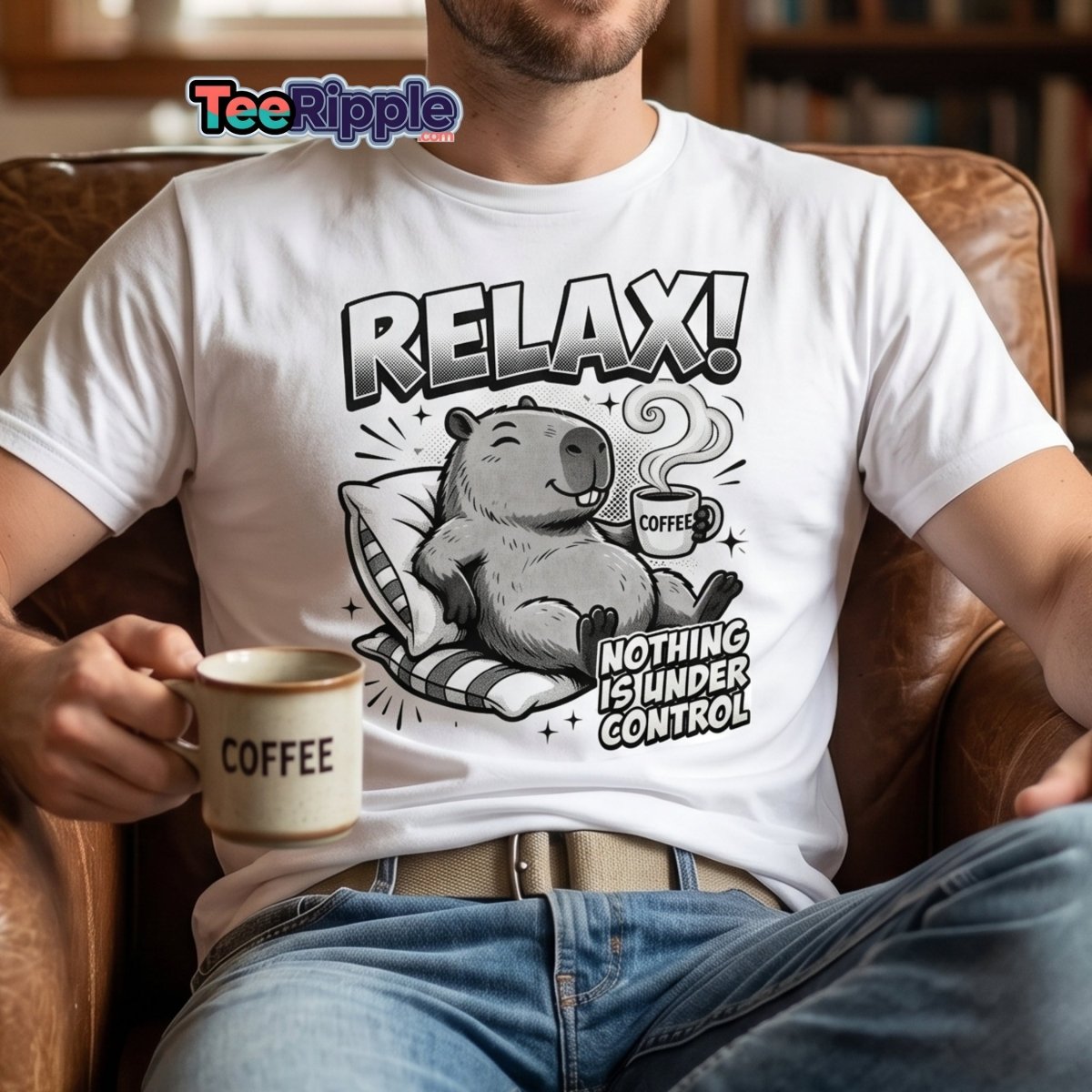 Relax! Nothing Is Under Control Beaver T-Shirt - Maroon - TeeRipple