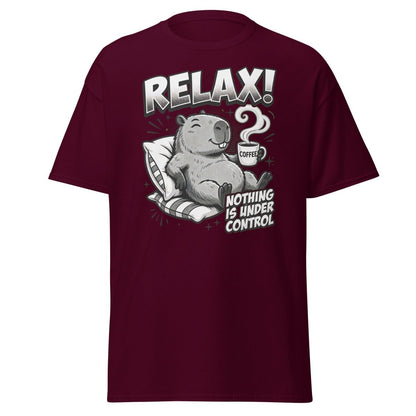 Relax! Nothing Is Under Control Beaver T-Shirt - Maroon - TeeRipple