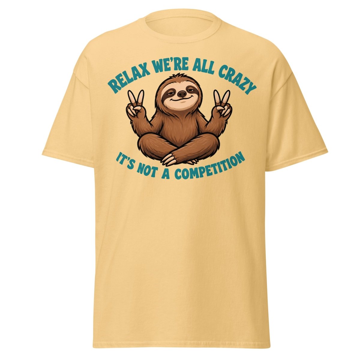 Relax We're All Crazy Sloth Tee - Yellow Haze - TeeRipple