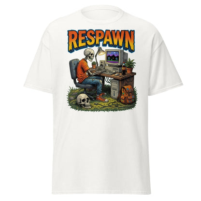 Respawn Skeleton Gamer T-Shirt – Retro 90s Gaming Tee - White - TeeRipple