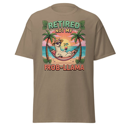 Retired Not My Prob - Llama Funny Llama T-Shirt - Brown Savana - TeeRipple