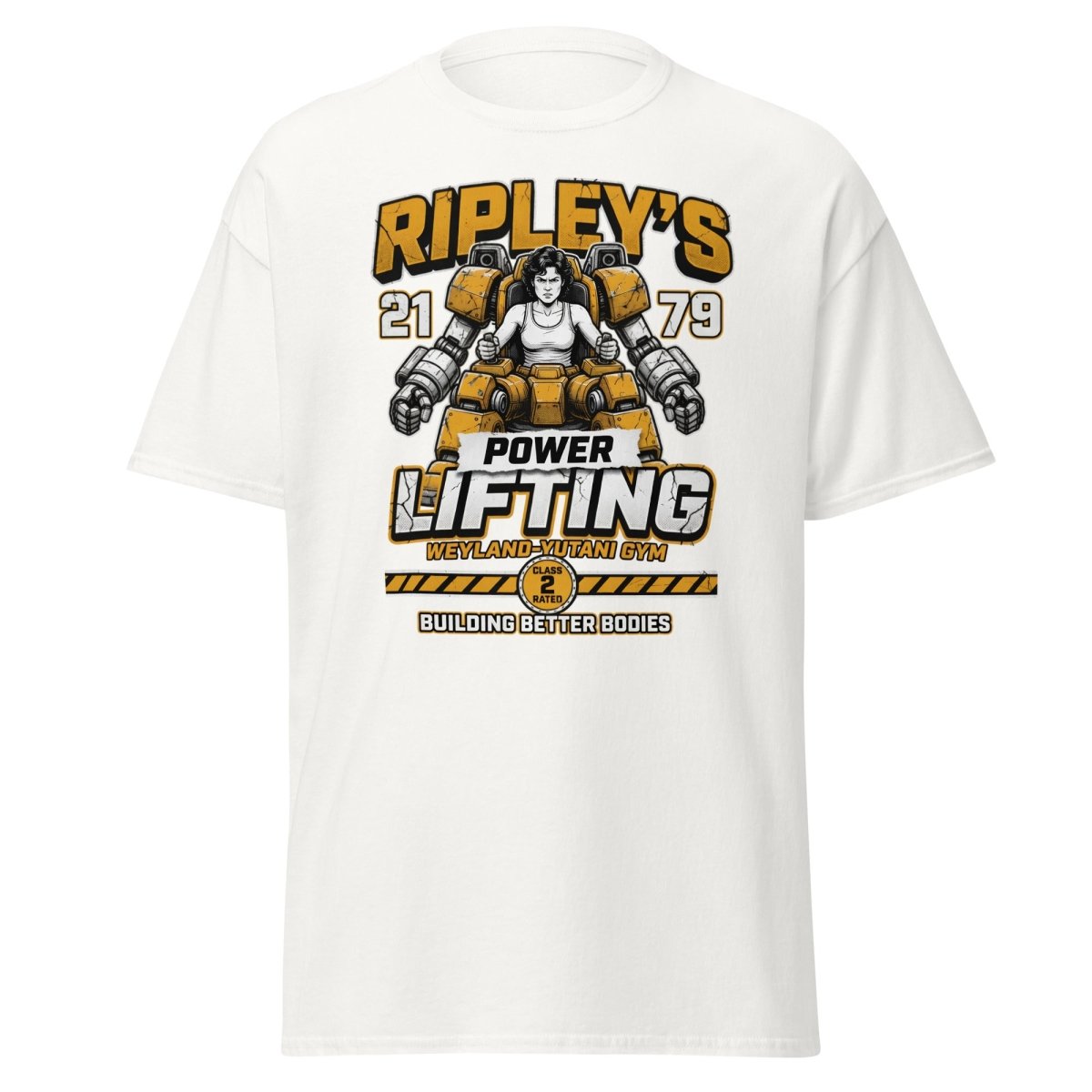 Ripley's Power Lifting Weyland - Yutani Gym T-Shirt - White - TeeRipple
