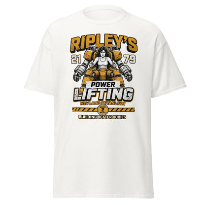 Ripley's Power Lifting Weyland - Yutani Gym T-Shirt - White - TeeRipple