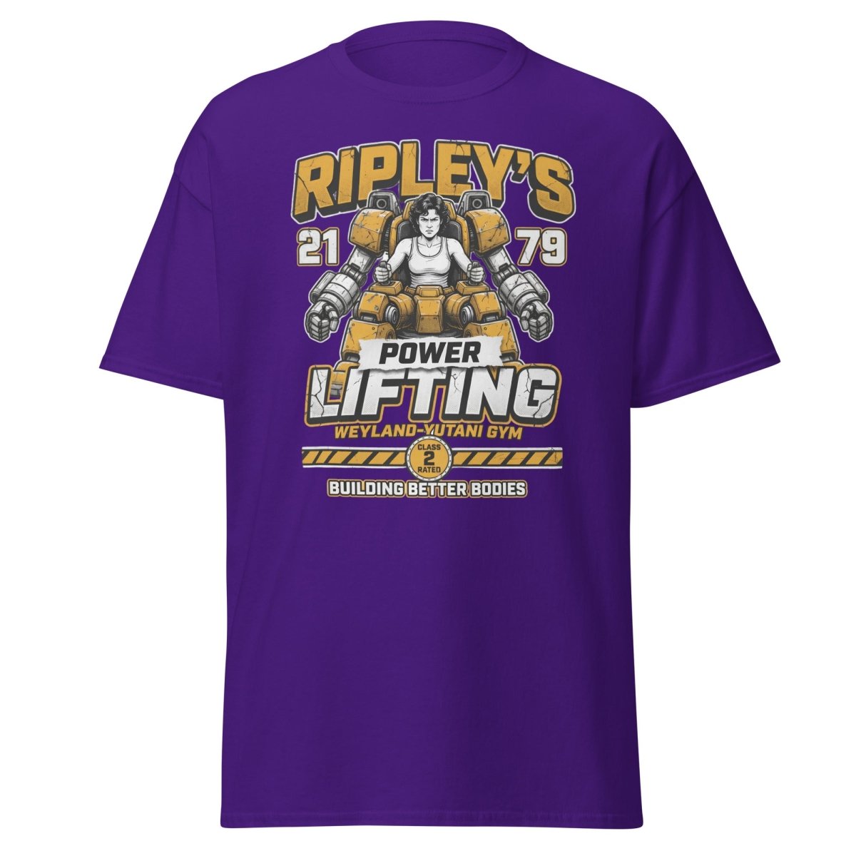 Ripley's Power Lifting Weyland - Yutani Gym T-Shirt - Purple - TeeRipple
