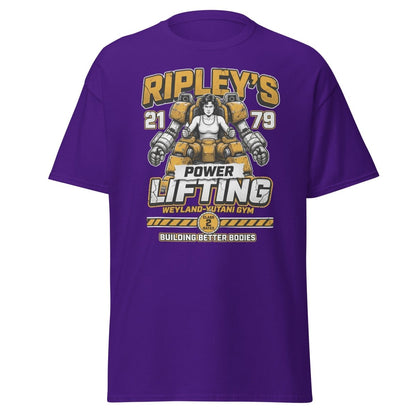 Ripley's Power Lifting Weyland - Yutani Gym T-Shirt - Purple - TeeRipple