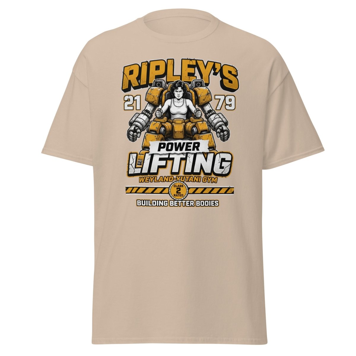 Ripley's Power Lifting Weyland - Yutani Gym T-Shirt - Sand - TeeRipple