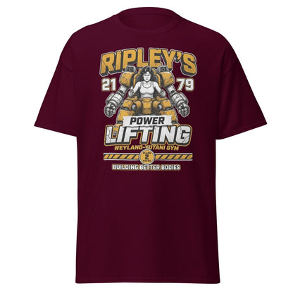 Ripley's Power Lifting Weyland - Yutani Gym T-Shirt - Maroon - TeeRipple