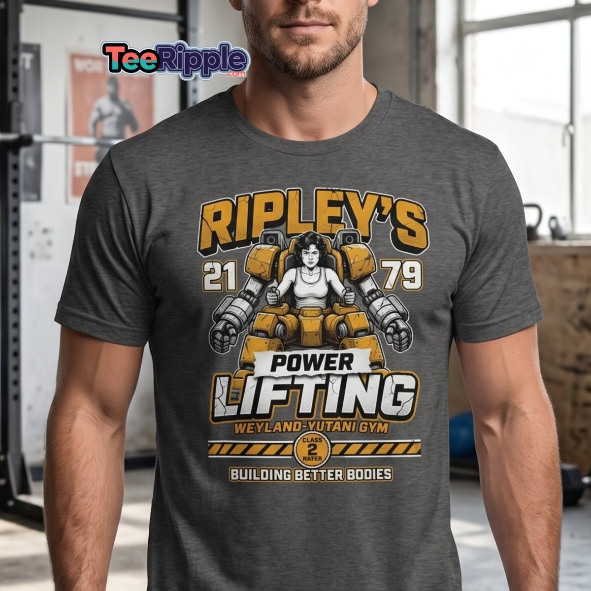 Ripley's Power Lifting Weyland - Yutani Gym T-Shirt - Maroon - TeeRipple