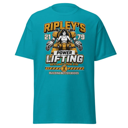 Ripley's Power Lifting Weyland - Yutani Gym T-Shirt - Tropical Blue - TeeRipple