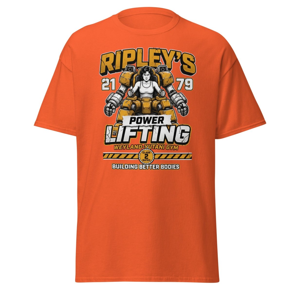 Ripley's Power Lifting Weyland - Yutani Gym T-Shirt - Orange - TeeRipple