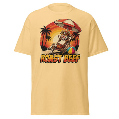 Roast Beef Funny Cow Beach T-Shirt - Humorous Summer Tee - Yellow Haze - TeeRipple