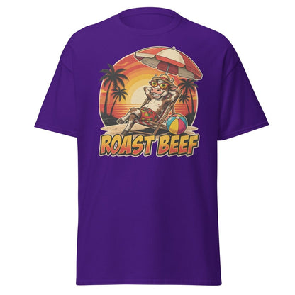 Roast Beef Funny Cow Beach T-Shirt - Humorous Summer Tee - Purple - TeeRipple