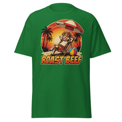 Roast Beef Funny Cow Beach T-Shirt - Humorous Summer Tee - Turf Green - TeeRipple