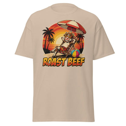 Roast Beef Funny Cow Beach T-Shirt - Humorous Summer Tee - Sand - TeeRipple