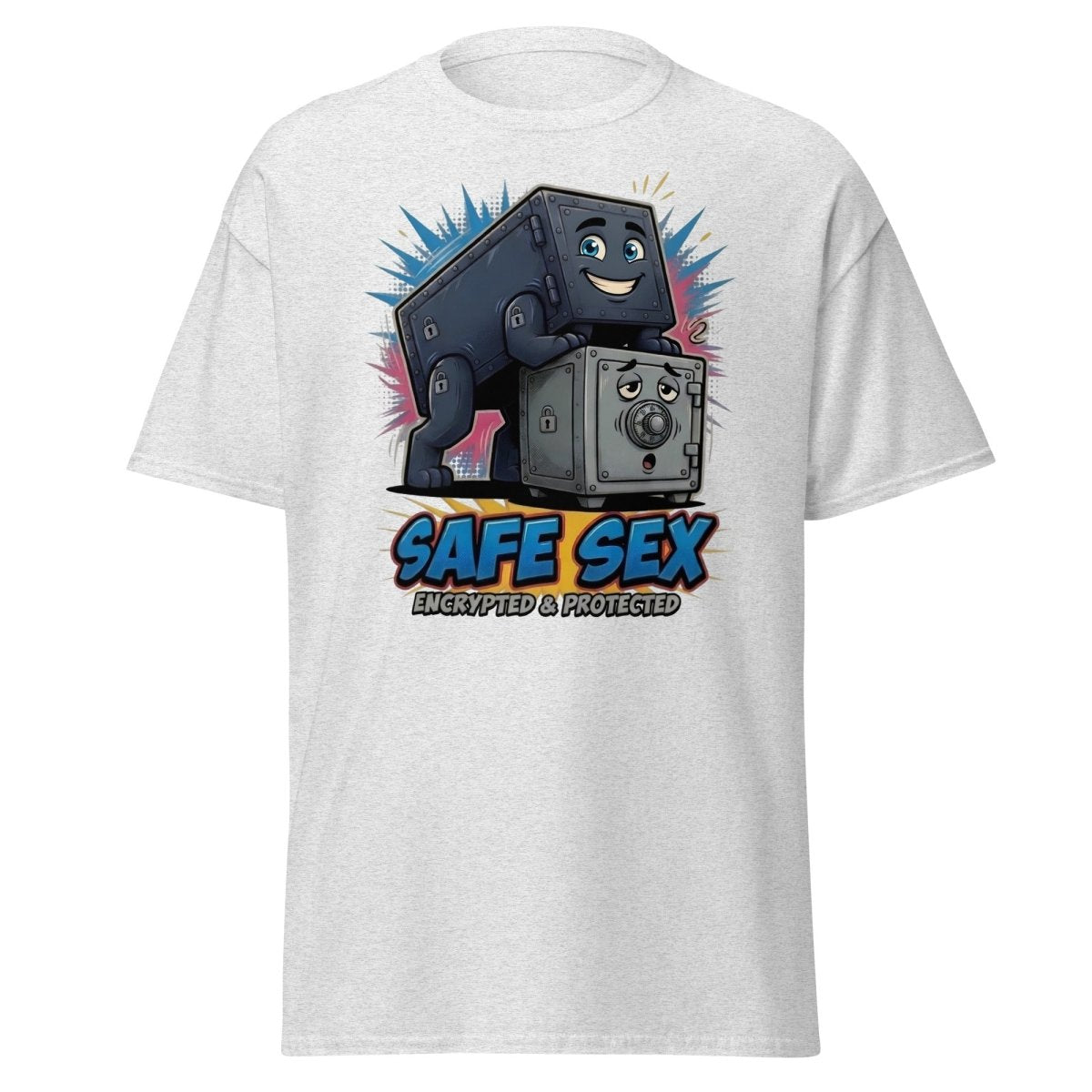 Safe Sex Encrypted & Protected T-Shirt | Funny Pun Tee - Ash - TeeRipple
