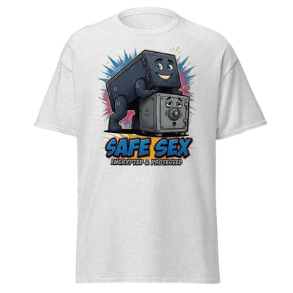 Safe Sex Encrypted & Protected T-Shirt | Funny Pun Tee - Ash - TeeRipple