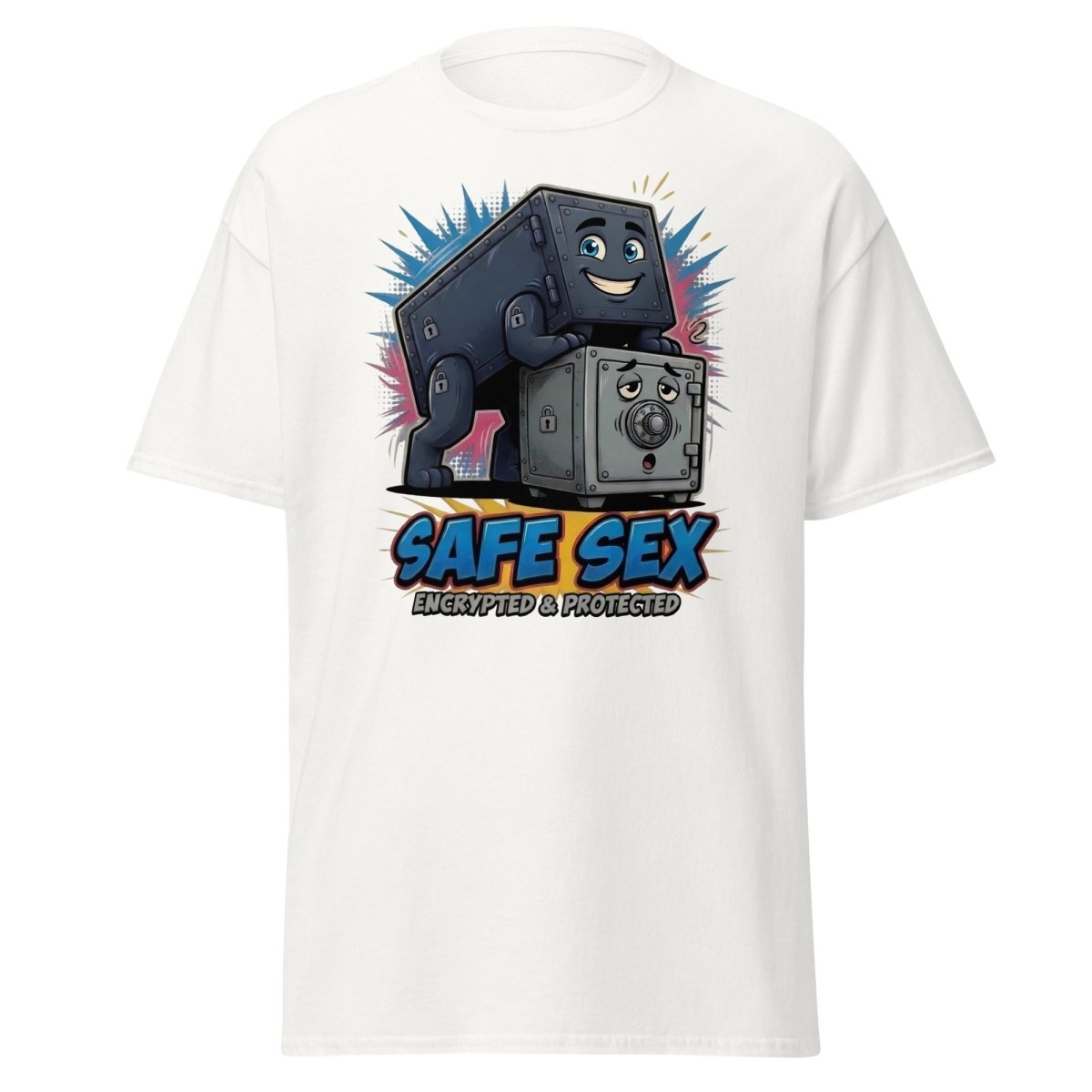 Safe Sex Encrypted & Protected T-Shirt | Funny Pun Tee - White - TeeRipple
