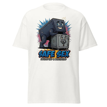 Safe Sex Encrypted & Protected T-Shirt | Funny Pun Tee - White - TeeRipple