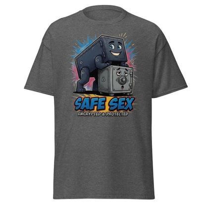 Safe Sex Encrypted & Protected T-Shirt | Funny Pun Tee - Dark Heather - TeeRipple