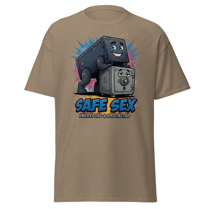 Safe Sex Encrypted & Protected T-Shirt | Funny Pun Tee - Brown Savana - TeeRipple