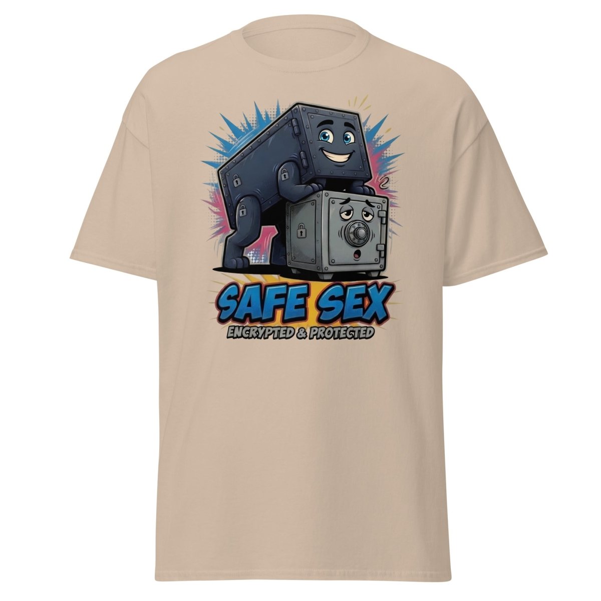 Safe Sex Encrypted & Protected T-Shirt | Funny Pun Tee - Sand - TeeRipple