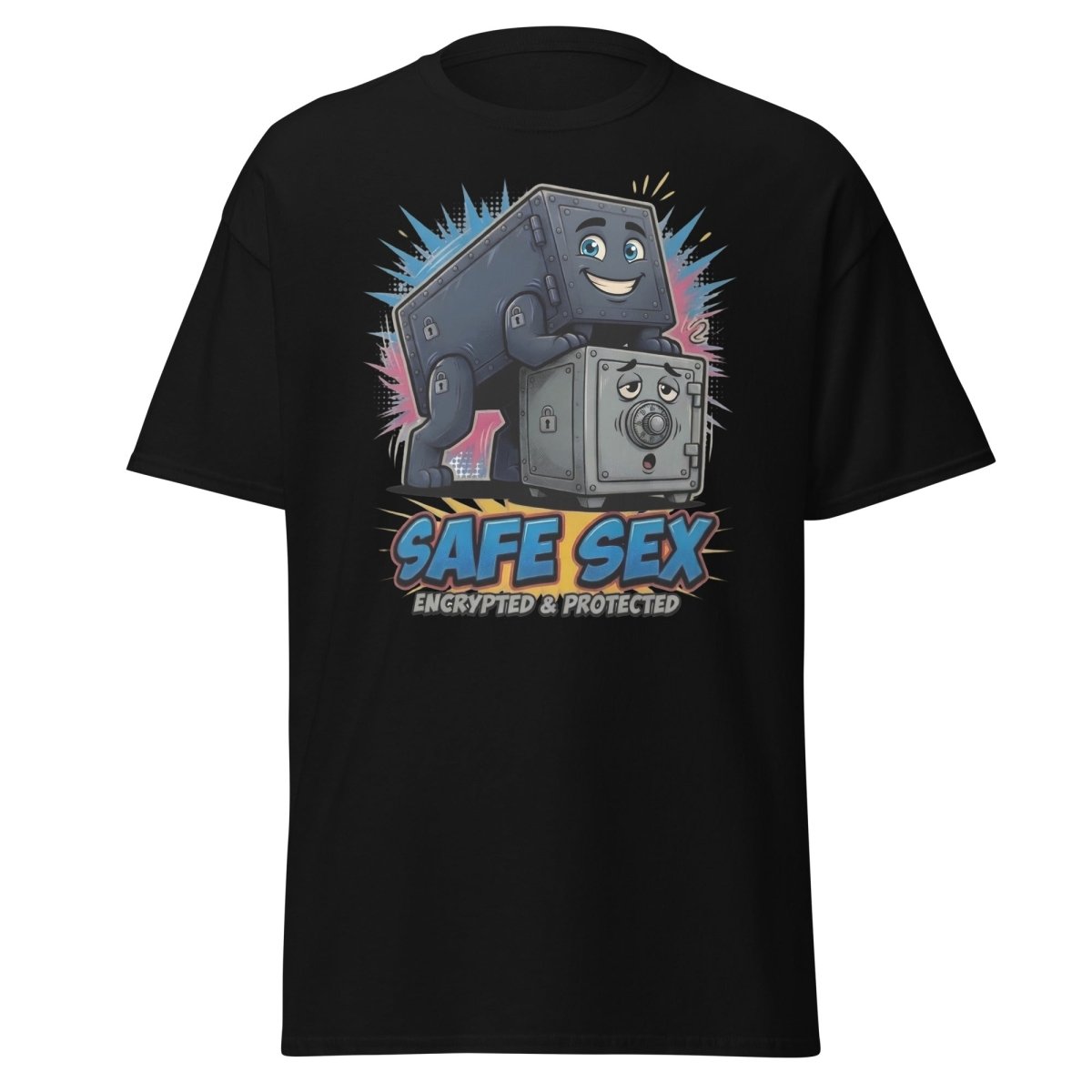 Safe Sex Encrypted & Protected T-Shirt | Funny Pun Tee - Black - TeeRipple