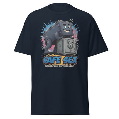 Safe Sex Encrypted & Protected T-Shirt | Funny Pun Tee - Navy - TeeRipple