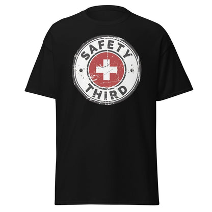 Safety Third T-Shirt - Funny Safety First Parody Tee - Black - TeeRipple