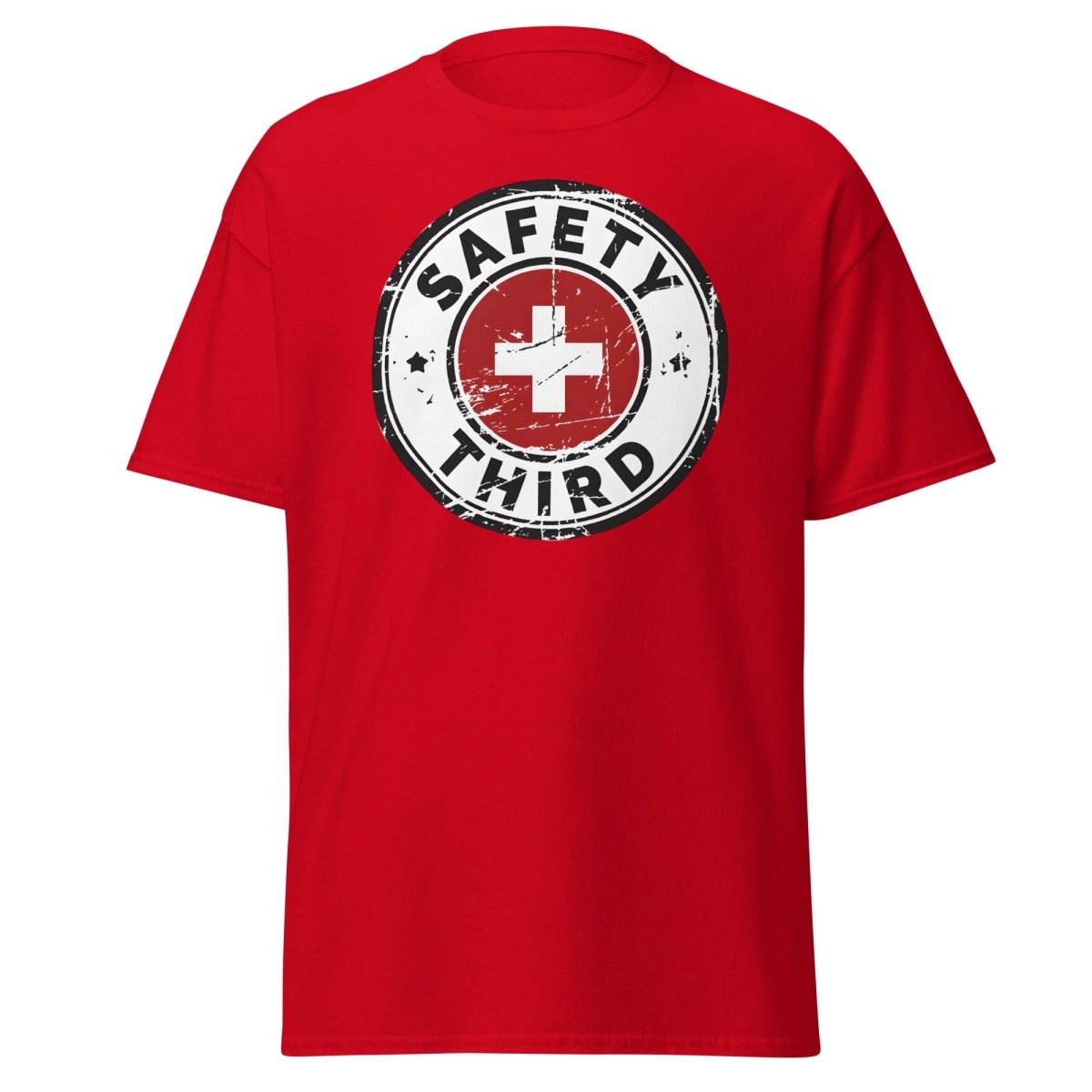 Safety Third T-Shirt - Funny Safety First Parody Tee - Red - TeeRipple