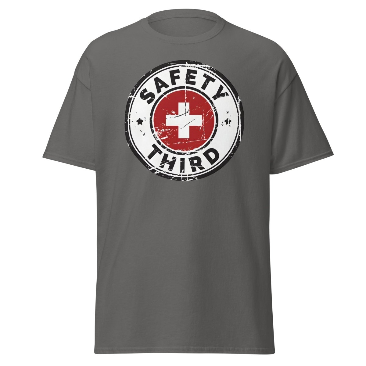 Safety Third T-Shirt - Funny Safety First Parody Tee - Charcoal - TeeRipple