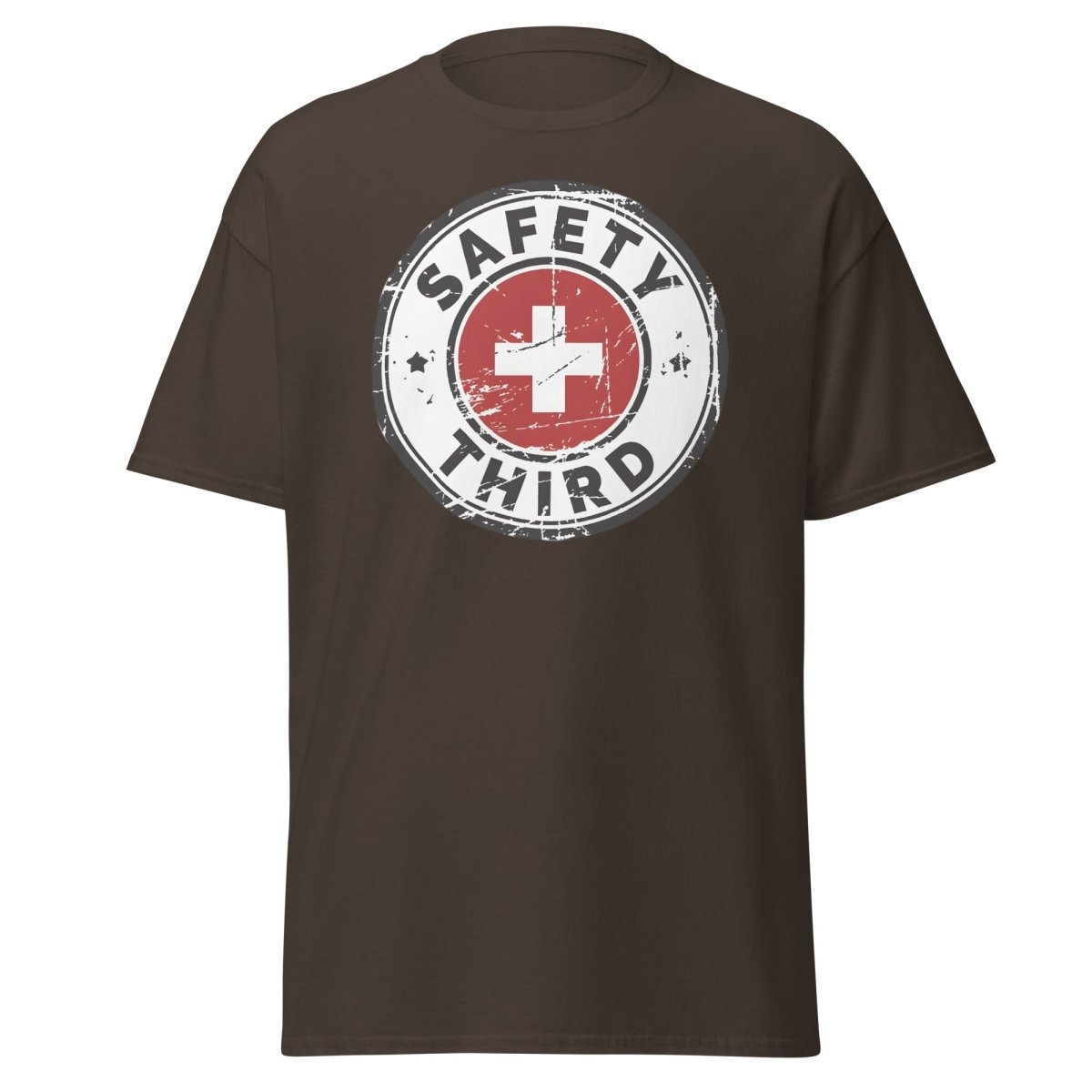 Safety Third T-Shirt - Funny Safety First Parody Tee - Dark Chocolate - TeeRipple
