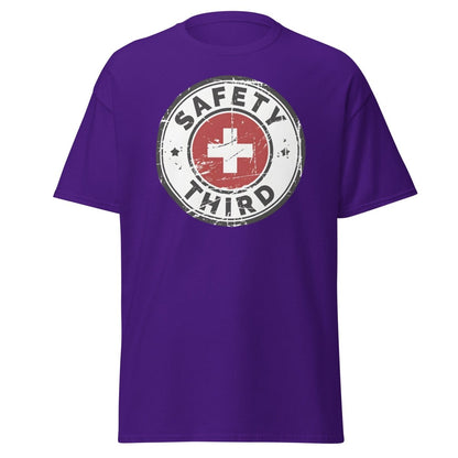 Safety Third T-Shirt - Funny Safety First Parody Tee - Purple - TeeRipple