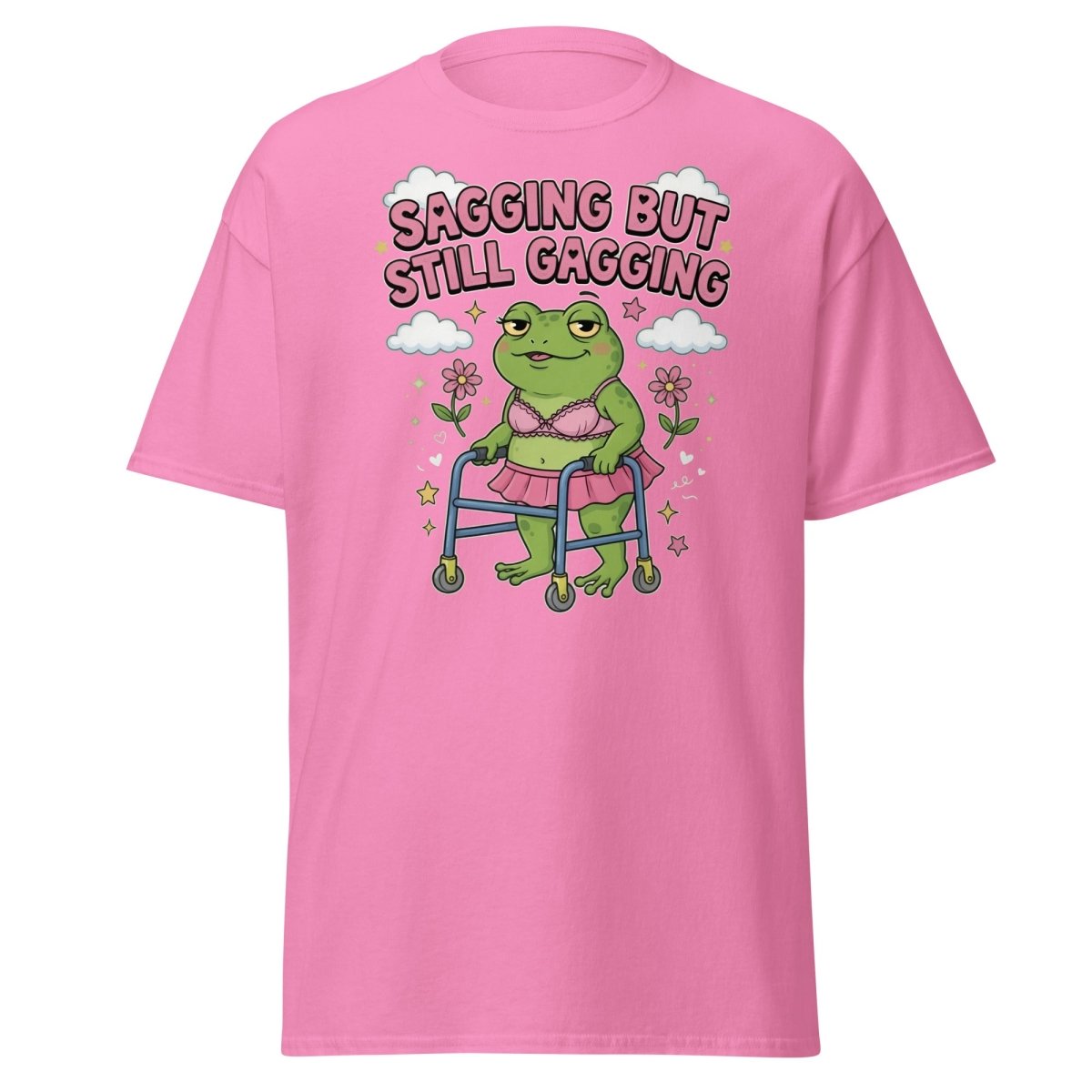 Sagging But Still Gagging Frog T-Shirt | Funny Adult Humor Tee - Azalea - TeeRipple