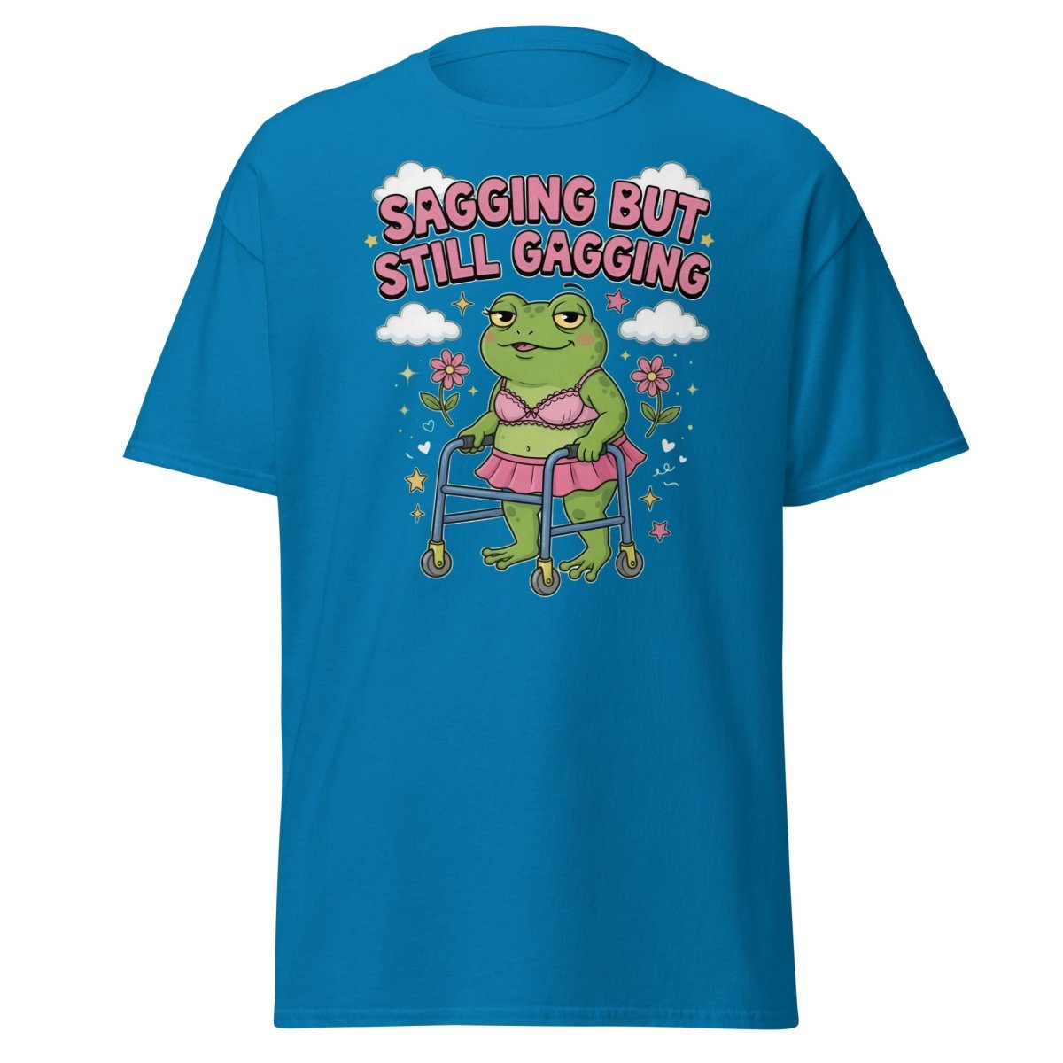 Sagging But Still Gagging Frog T-Shirt | Funny Adult Humor Tee - Sapphire - TeeRipple