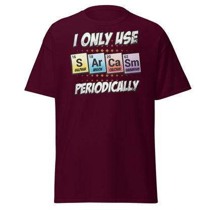 Sarcasm Periodic Table T-Shirt - Funny Science Humor Tee - Maroon - TeeRipple