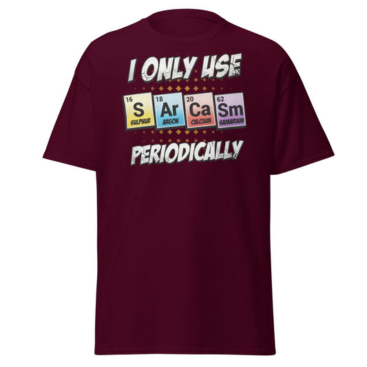 Sarcasm Periodic Table T-Shirt - Funny Science Humor Tee - Maroon - TeeRipple