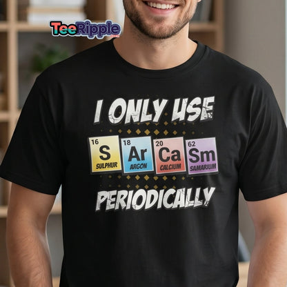 Sarcasm Periodic Table T-Shirt - Funny Science Humor Tee - Maroon - TeeRipple