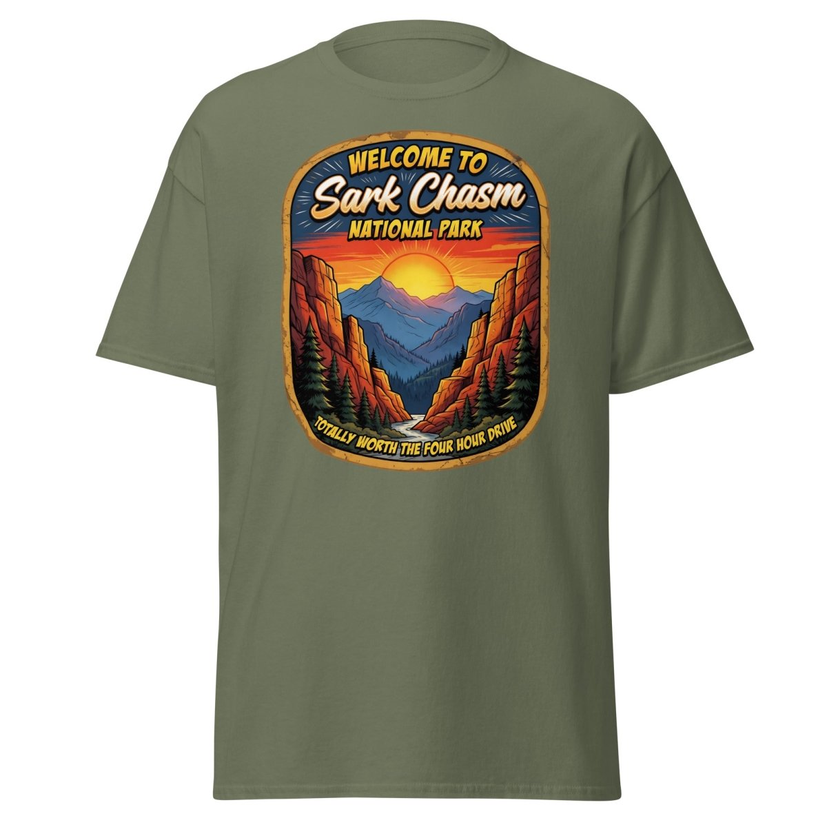 Sark Chasm National Park Sarcasm Funny T-Shirt - Military Green - TeeRipple