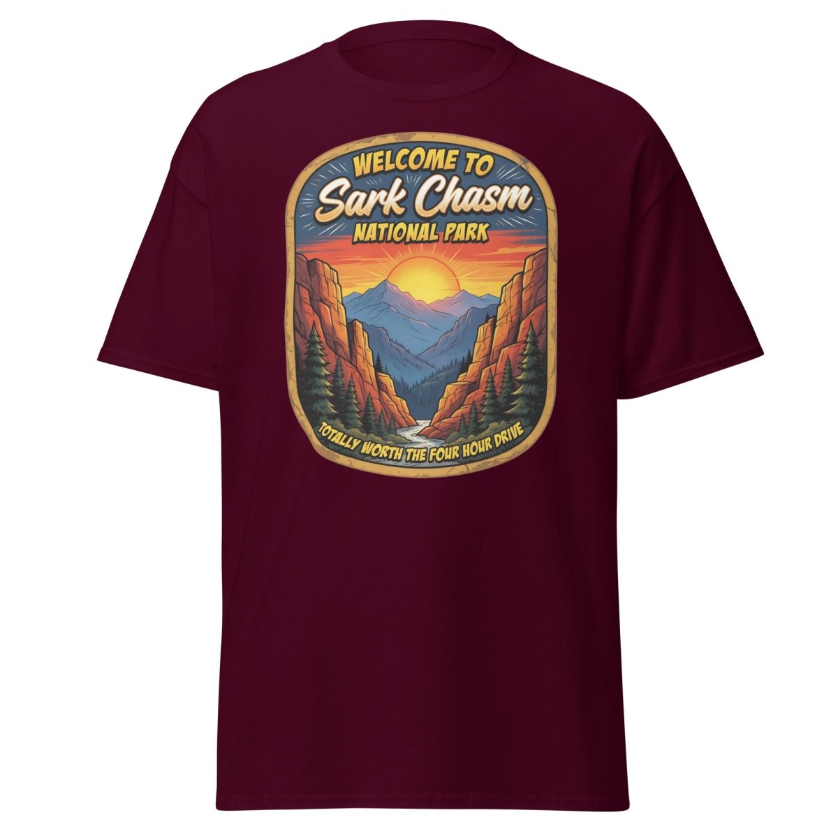 Sark Chasm National Park Sarcasm Funny T-Shirt - Maroon - TeeRipple