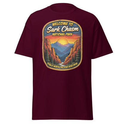 Sark Chasm National Park Sarcasm Funny T-Shirt - Maroon - TeeRipple