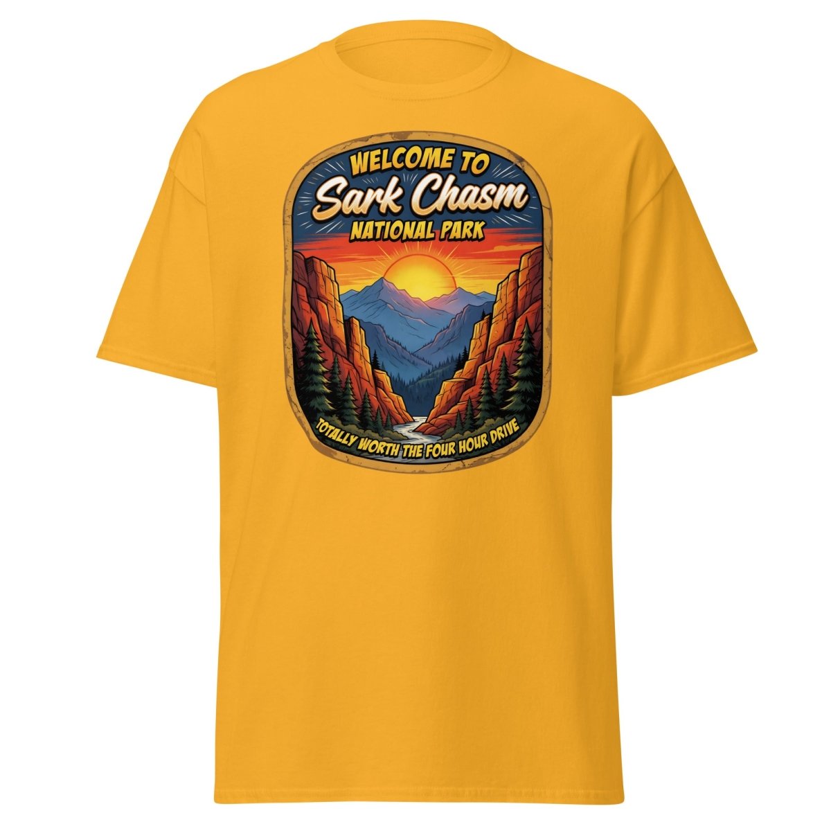 Sark Chasm National Park Sarcasm Funny T-Shirt - Gold - TeeRipple