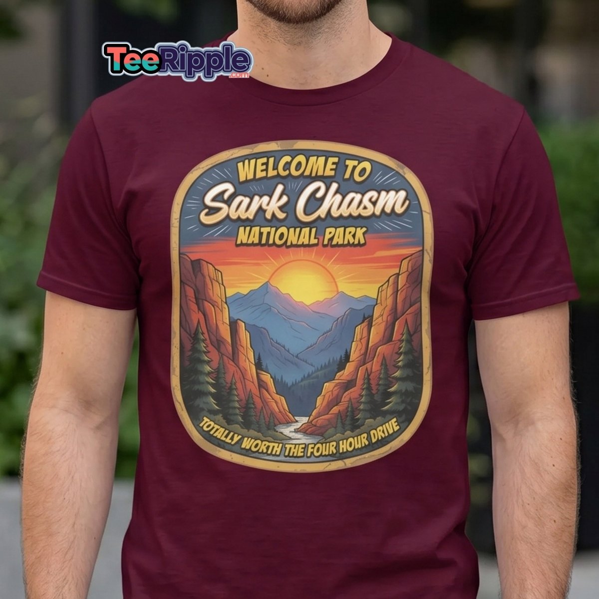 Sark Chasm National Park Sarcasm Funny T-Shirt - Maroon - TeeRipple