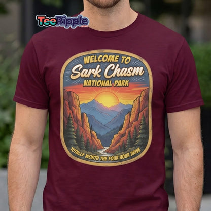 Sark Chasm National Park Sarcasm Funny T-Shirt - Maroon - TeeRipple