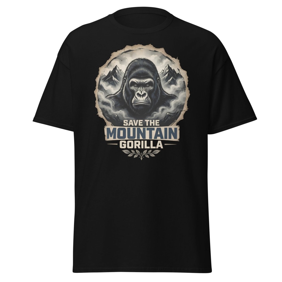Save the Mountain Gorilla T-Shirt | Wildlife Conservation Tee - Black - TeeRipple