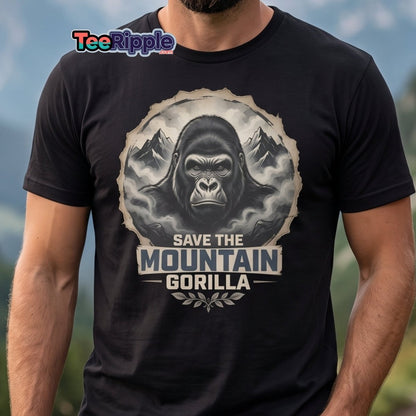 Save the Mountain Gorilla T-Shirt | Wildlife Conservation Tee - Maroon - TeeRipple