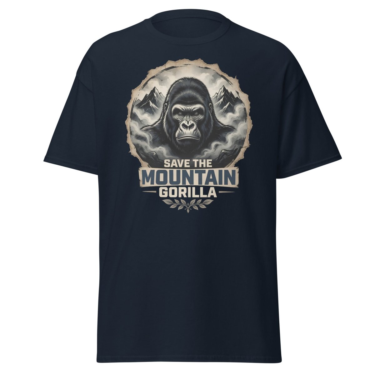 Save the Mountain Gorilla T-Shirt | Wildlife Conservation Tee - Navy - TeeRipple
