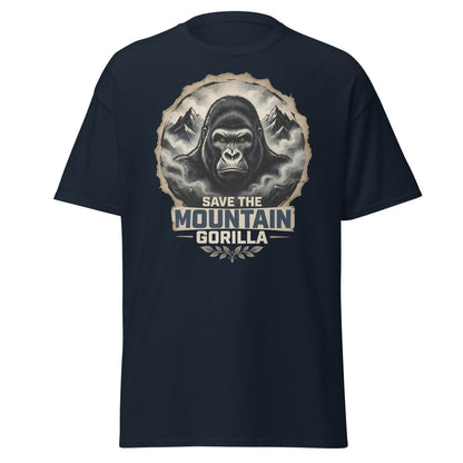 Save the Mountain Gorilla T-Shirt | Wildlife Conservation Tee - Navy - TeeRipple