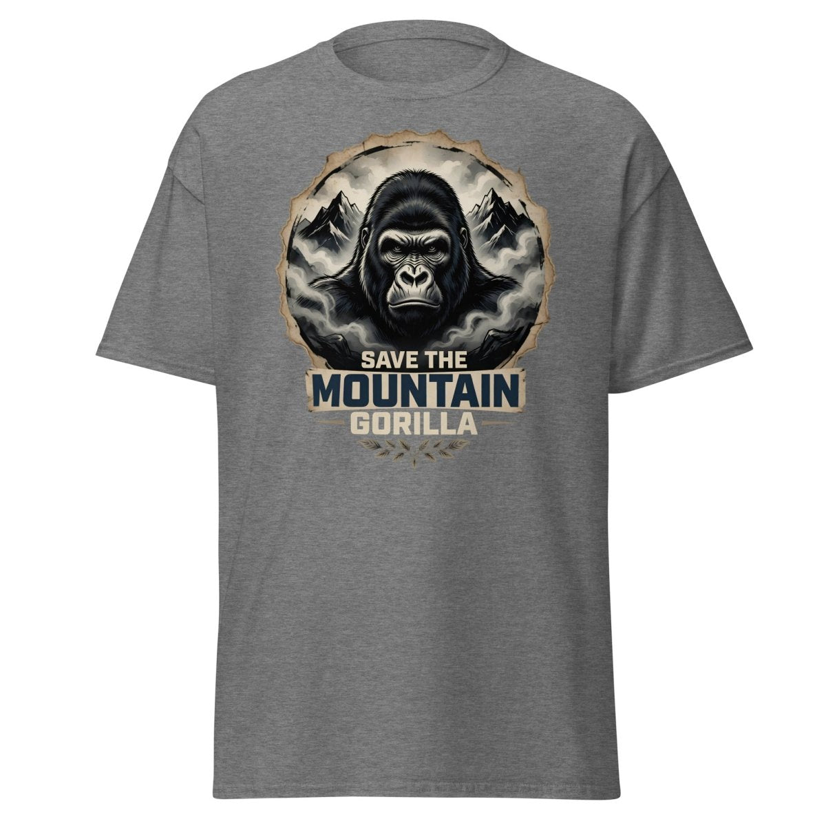 Save the Mountain Gorilla T-Shirt | Wildlife Conservation Tee - Graphite Heather - TeeRipple