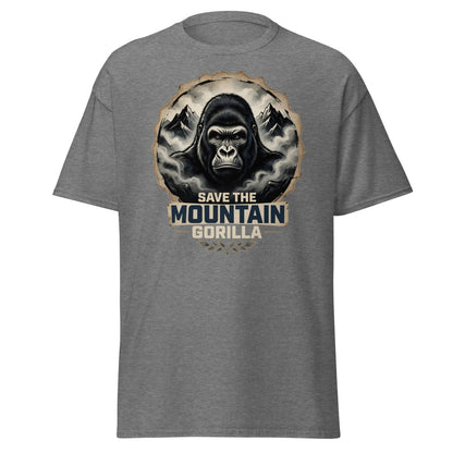 Save the Mountain Gorilla T-Shirt | Wildlife Conservation Tee - Graphite Heather - TeeRipple