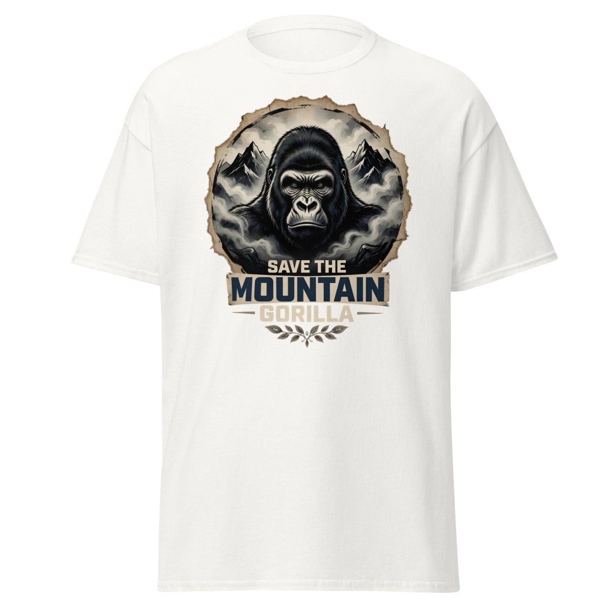 Save the Mountain Gorilla T-Shirt | Wildlife Conservation Tee - White - TeeRipple